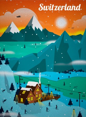 Visit Switzerland vintage travel poster